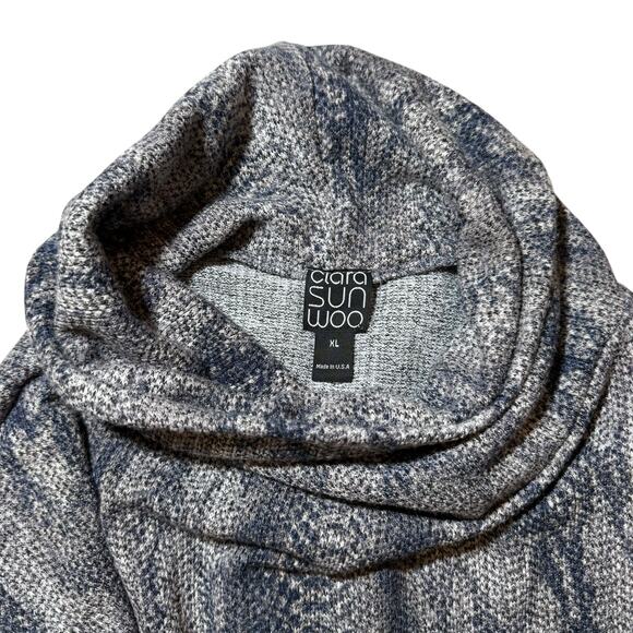 Clara Sunwoo Cowl Turtleneck Sweater Top Python Snake Pattern Gray Blue Size XL - Picture 3 of 8